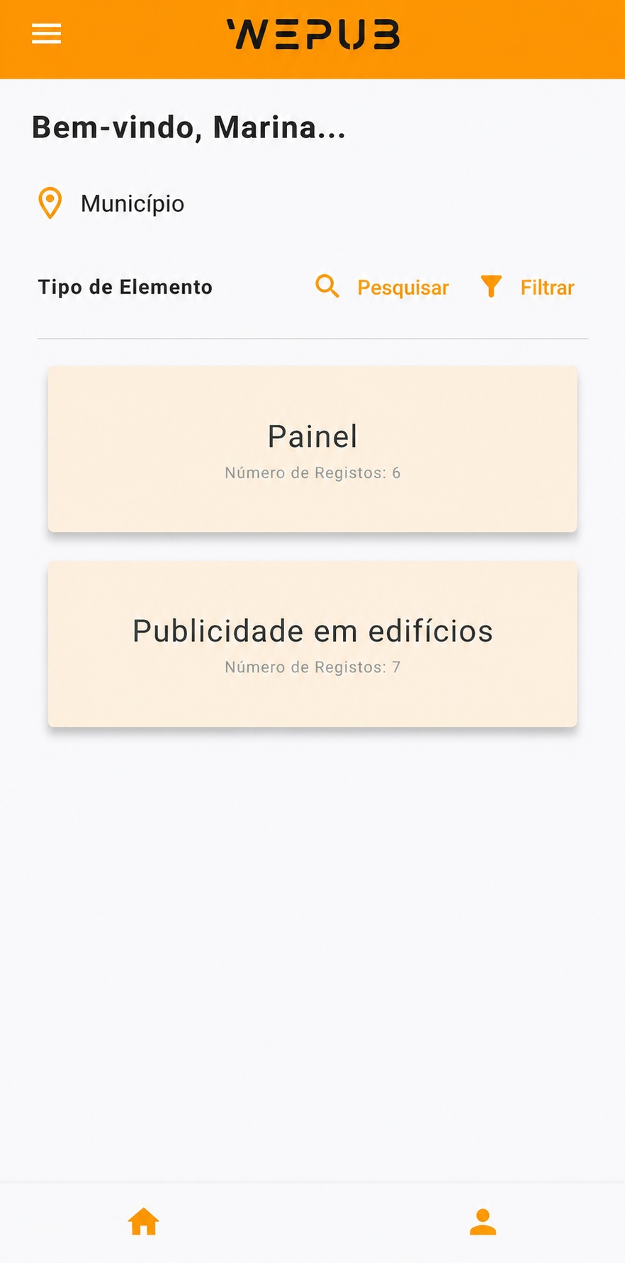 Vista mobile do WEPUB